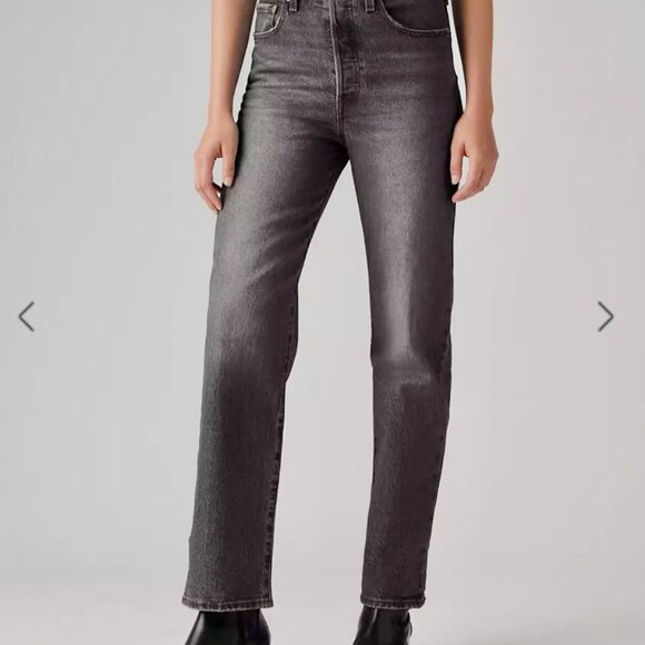 Levi's Ribcage Straight Ankle Jeans - Washed Black-Size 26 - Picture 2 of 9